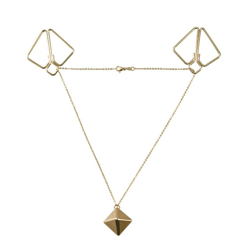 Затискачі для сосків з важким підвісом LOCKINK Nipple Clamps with Heavy Pendant, золотисті