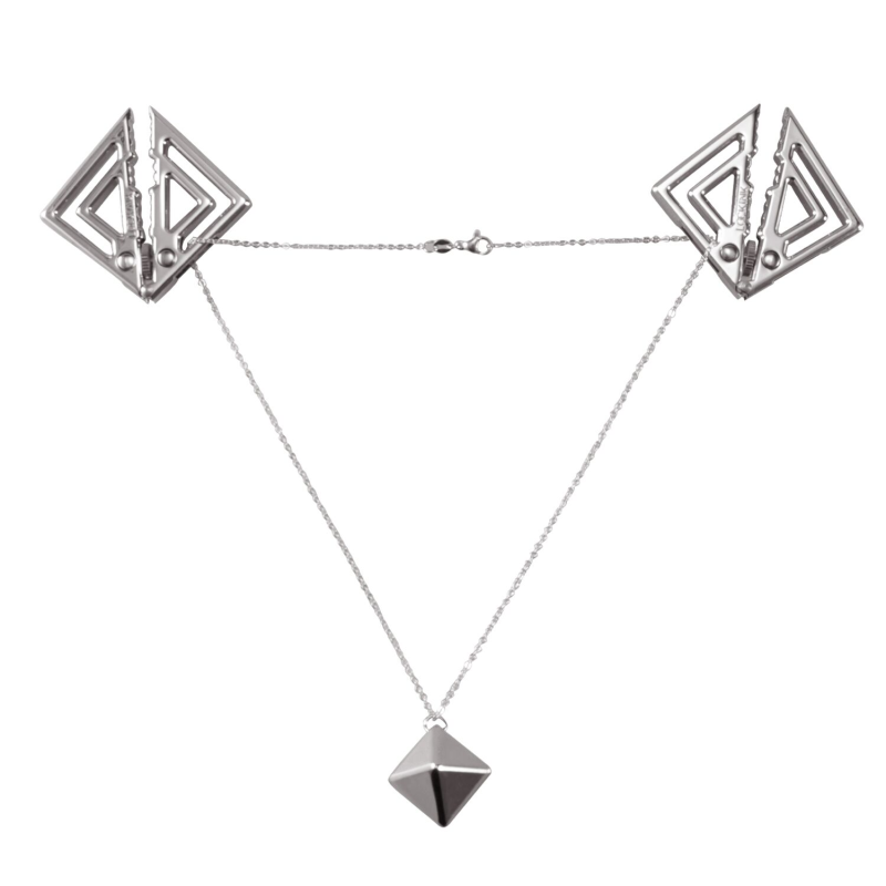 Затискачі для сосків із важким підвісом LOCKINK Adjustable Nipple Clamps with Heavy Pendant, під срібло