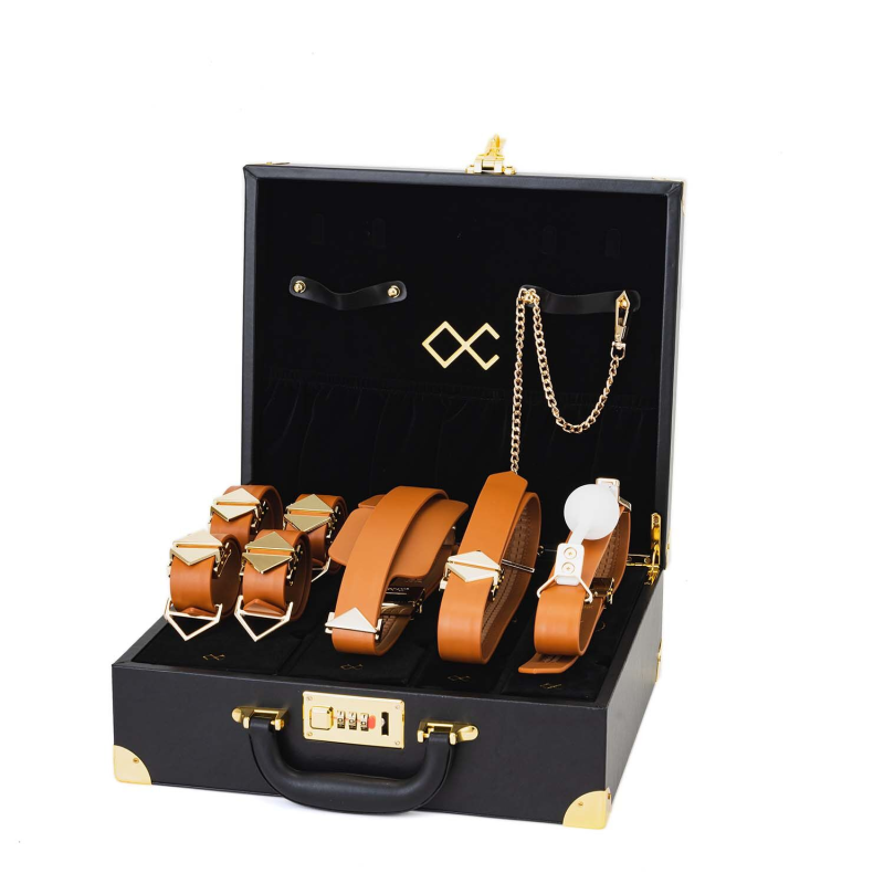БДСМ-набір LOCKINK Moonlight Treasure Chest, коричнева натуральна шкіра