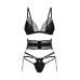Комплект білизни Obsessive Lobellis 3-pcs set, XL/2XL, чорний