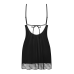 Пеньюар Obsessive Lobellis chemise & thong з мереживом, XL/2XL, чорний