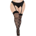 Панчохи сітка Leg Avenue Wild Rose, 1X/2X, чорні, широка резинка