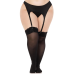 Панчохи Leg Avenue Lace Top Opaque Thigh Highs, 1X/2X, чорні