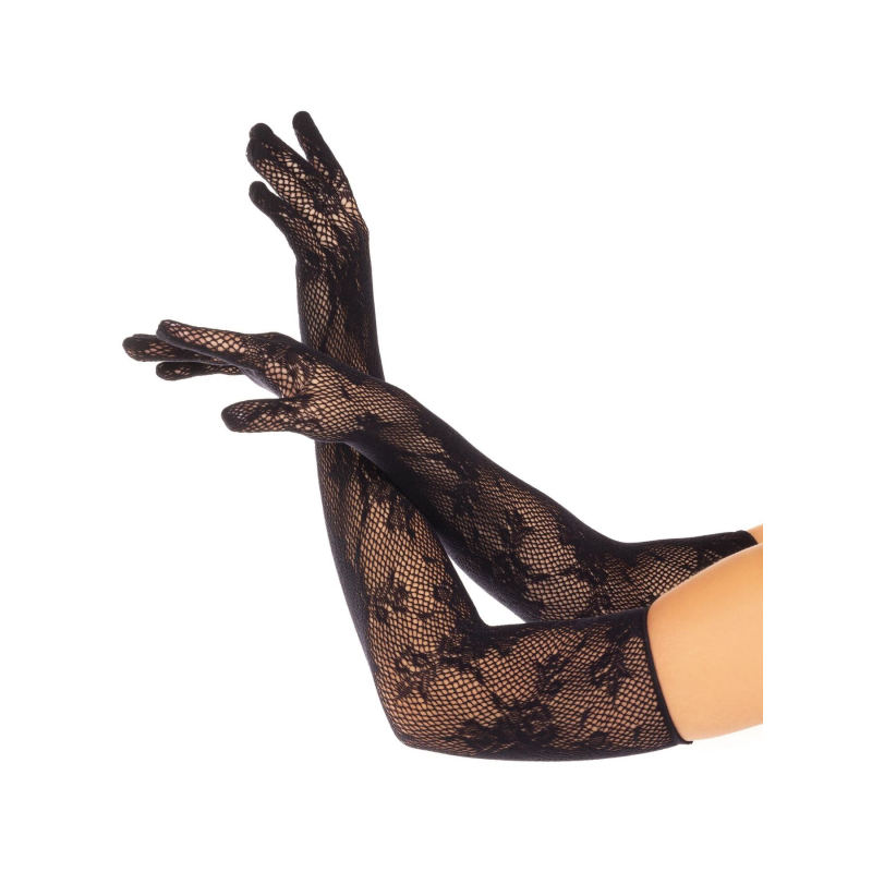 Рукавички Leg Avenue Lace Opera Length Gloves, One Size, чорні, вище ліктя