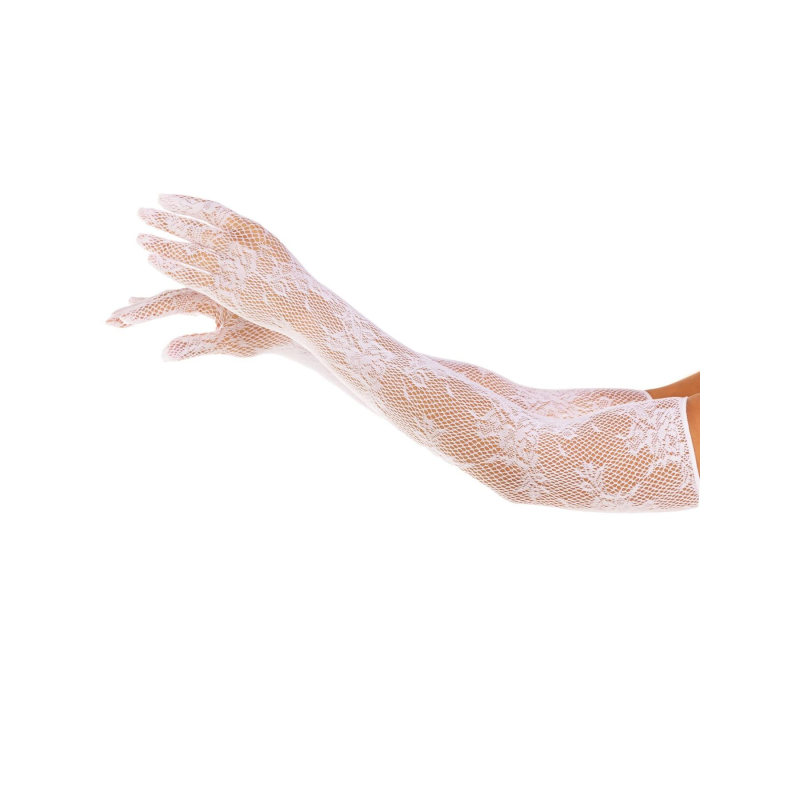 Рукавички Leg Avenue Lace Opera Length Gloves, One Size, білі, вище ліктя
