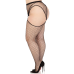 Панчохи Leg Avenue Stokings with O-ring Attached Garter Belt із поясом, 1X/2X, чорні, сітка