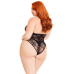 Тедді Leg Avenue Floral lace deep-V teddy, 1X/2X, чорне