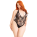 Тедді Leg Avenue Floral lace deep-V teddy, 1X/2X, чорне