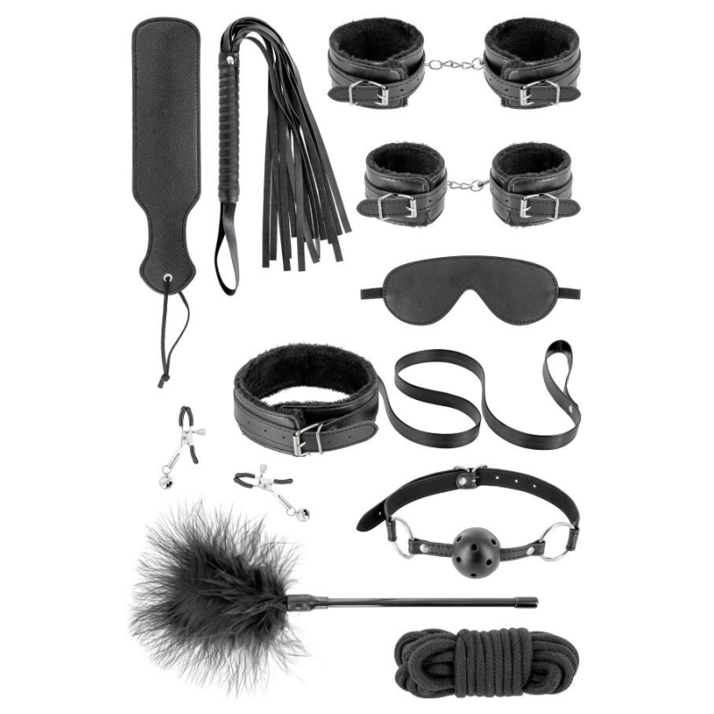 Набір для BDSM Fetish Tentation SM Bondage Box, веганська шкіра, 10 предметів