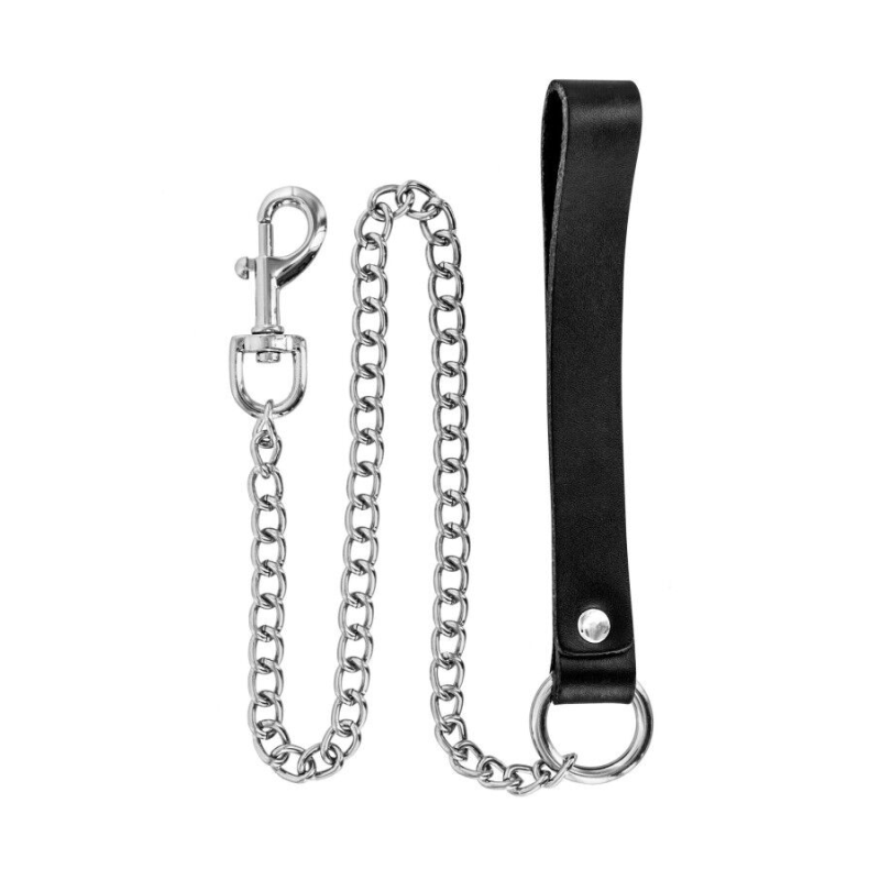 Поводок зі шкіри Fetish Tentation Premium Metal leash with cowhide leather, 72 см