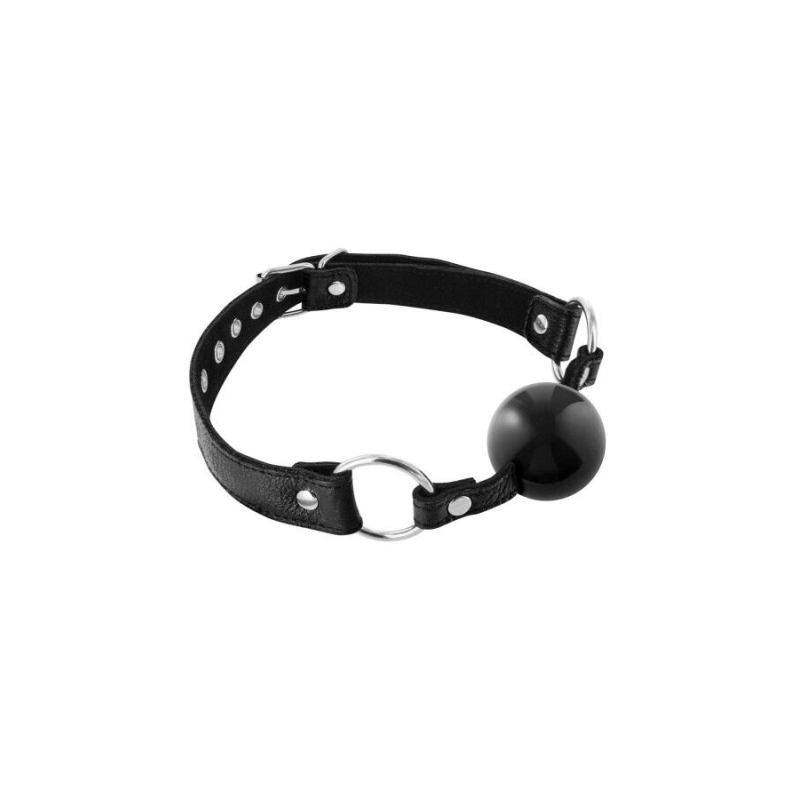 Кляп з силіконовою кулькою Fetish Tentation Premium Leather Black, шкіра
