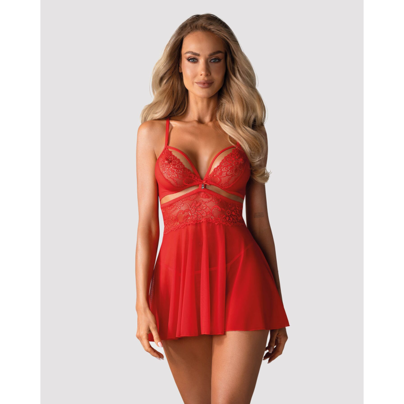 Бебі-долл Obsessive 838-BAB-3 з стрингами, L/XL, червоний