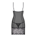 Сорочка Obsessive Alluria chemise & thong, S/M, чорна, з стрингами