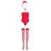 Тедді Obsessive Kissmas teddy, L/XL, червоне, з чокером, панчохами та шапкою з помпоном