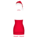 Сорочка новорічна Obsessive Kissmas chemise, L/XL, червона, з чокером, гартерами та шапочкою з помпоном