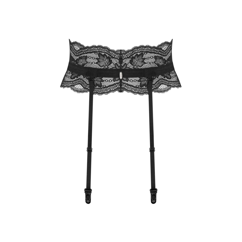 Пояс для панчіх Obsessive Nutris garter belt, XL/2XL, мереживний, з довгими пажами