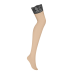 Панчохи Obsessive Nutris stockings, тілесні з чорним мереживом, під пояс, XL/2XL