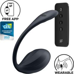 Смарт-віброяйце Satisfyer Ribbed Petal Connect App Black з керуванням через смартфон