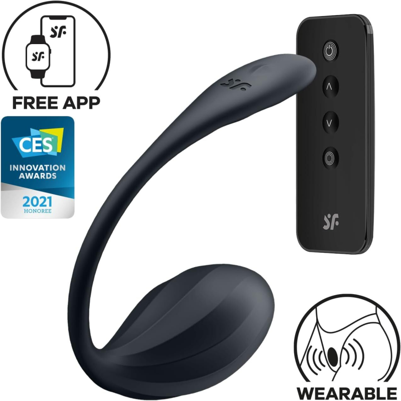 Смарт-віброяйце Satisfyer Ribbed Petal Connect App Black з керуванням через смартфон