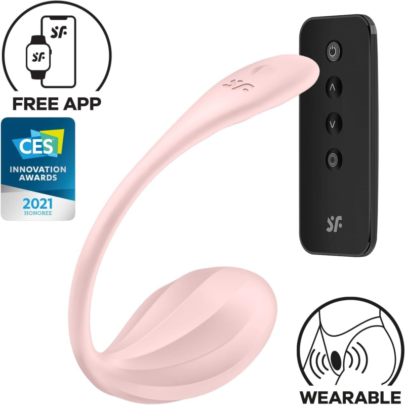 Смарт-віброяйце Satisfyer Ribbed Petal Connect App Rose з керуванням через смартфон і пульт ДУ