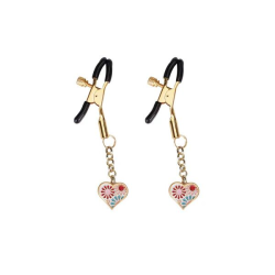 Затискачі для сосків з підвіскою Liebe Seele Gold Heart-shaped Flowers on White