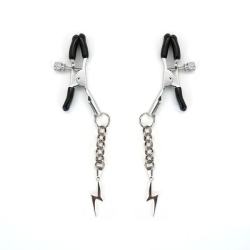 Затискачі для сосків Liebe Seele Lightning Nipple Clamps Silver з підвіскою-блискавкою