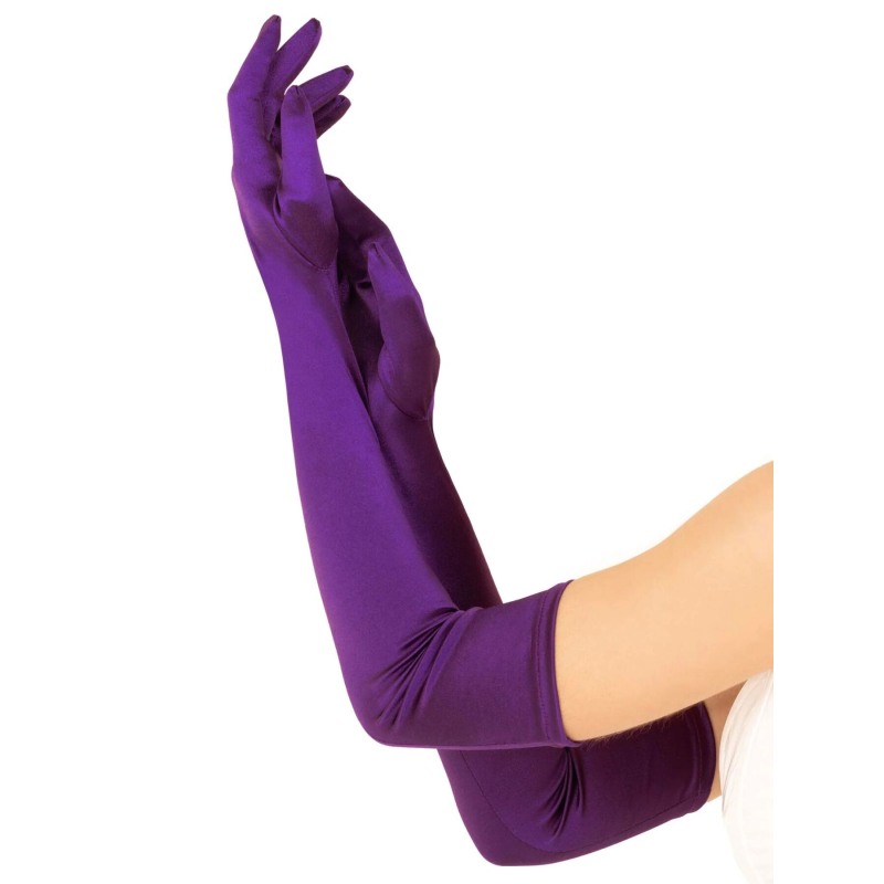 Атласні рукавички Leg Avenue Extra Long Satin Gloves, One Size, фіолетові