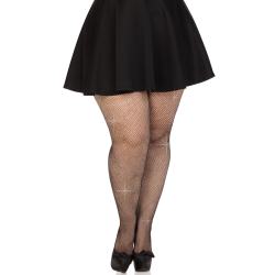 Колготки Leg Avenue Rhinestone micro net tights Plus size, чорні, дрібна сітка зі стразами