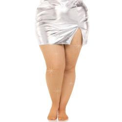Колготки Leg Avenue Rhinestone micro net tights Plus size, карамельний колір