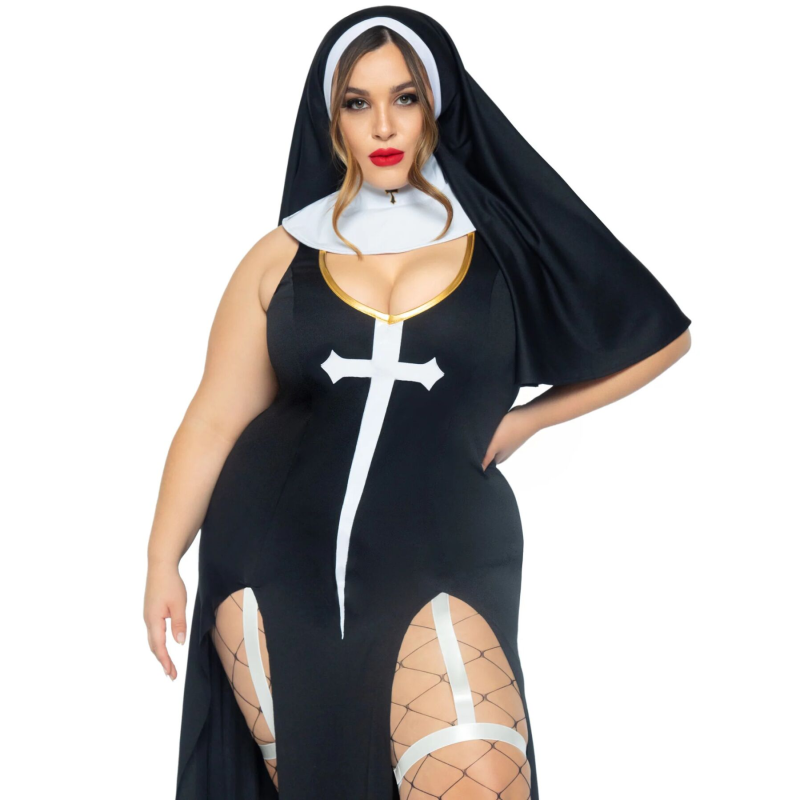 Костюм монашки-грешниці Leg Avenue Sultry Sinner 1X-2X (плаття, головний убір, комір)