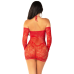 Міні-сукня з сітки з мереживними вставками Leg Avenue Seamless Off The Shoulder Mini Dress, One Size, Red