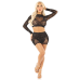 Комплект кроп-топ і спідниця Leg Avenue Rhinestone, One Size, чорний, з довгим рукавом