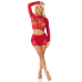 Комплект кроп-топ і спідниця Leg Avenue Rhinestone, One Size, червоний