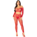 Комплект топ і легінси Leg Avenue Off The Shoulder, One Size, червоний, довгий рукав