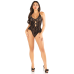 Боді з відкритою спиною та рюшами на стегнах Leg Avenue Lace Floral Halter Teddy, One Size, чорне