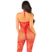 Бодистокінг з глибоким декольте Leg Avenue Seamless Net and Lace, Red
