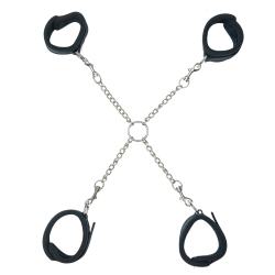 Крестовина для фіксації Punishment Hog-Tie Black з наручниками та поножами
