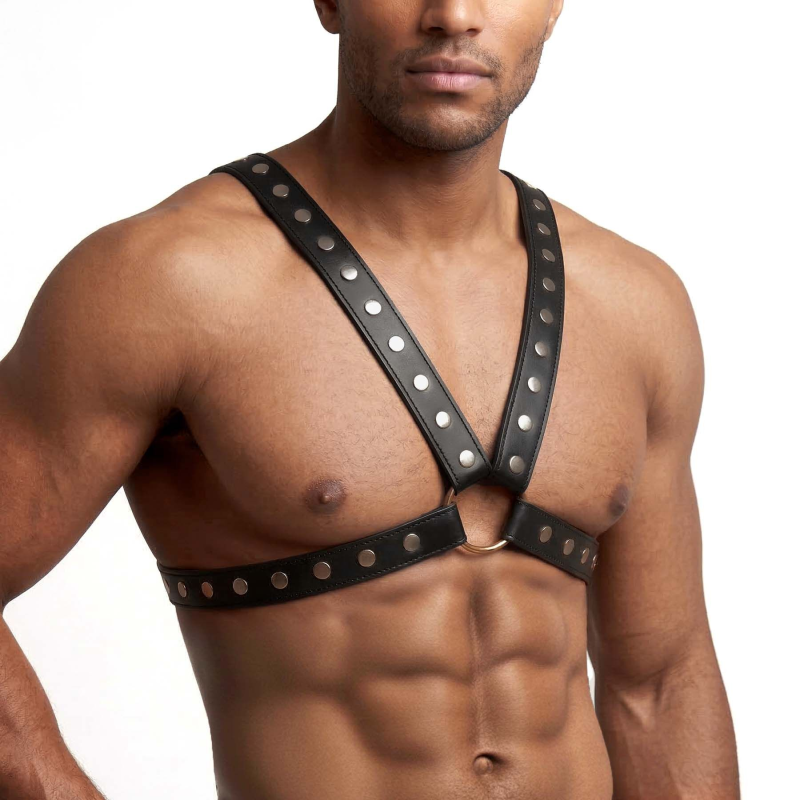 Чоловіча портупея Art of Sex - Spartacus, натуральна шкіра, чорна, L-2XL