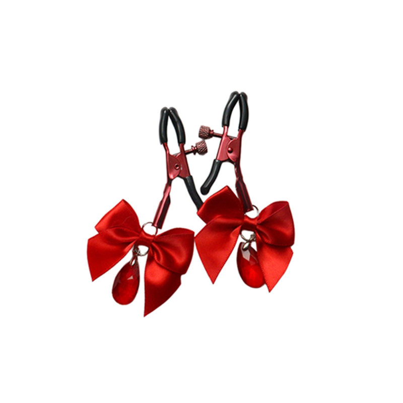 Затискачі для сосків з регулюванням Art of Sex - Flirty Bow, червоні