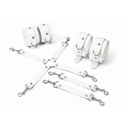 Набір для БДСМ Feral Feelings BDSM Kit 3 White: наручники, поножі, крестовина