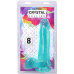 Фалоімітатор Doc Johnson Crystal Jellies, 20 см, з мошонкою, бірюзовий