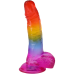 Фалоімітатор Doc Johnson Crystal Jellies Realistic 8.5 Inch з мошонкою, Rainbow