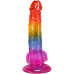 Фалоімітатор Doc Johnson Crystal Jellies Realistic 8.5 Inch з мошонкою, Rainbow