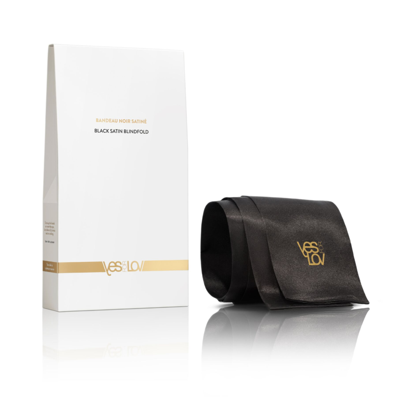 Сатинова пов'язка-стрічка на очі YESforLOV Black Satin Blindfold