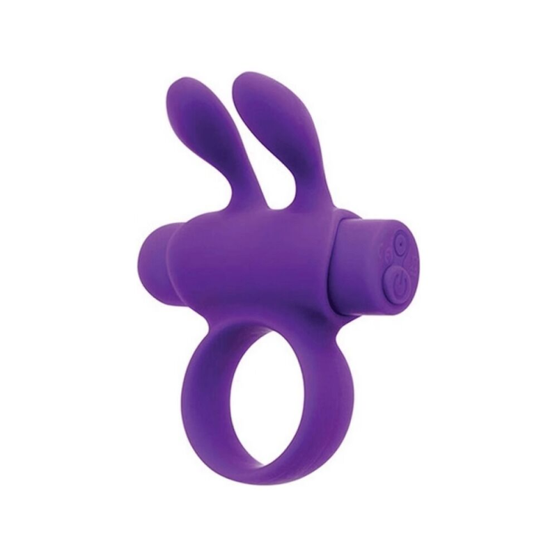 Ерекційне віброкільце S Pleasures Premium Rabbit Ring з знімною вібропулею та вушками, фіолетове